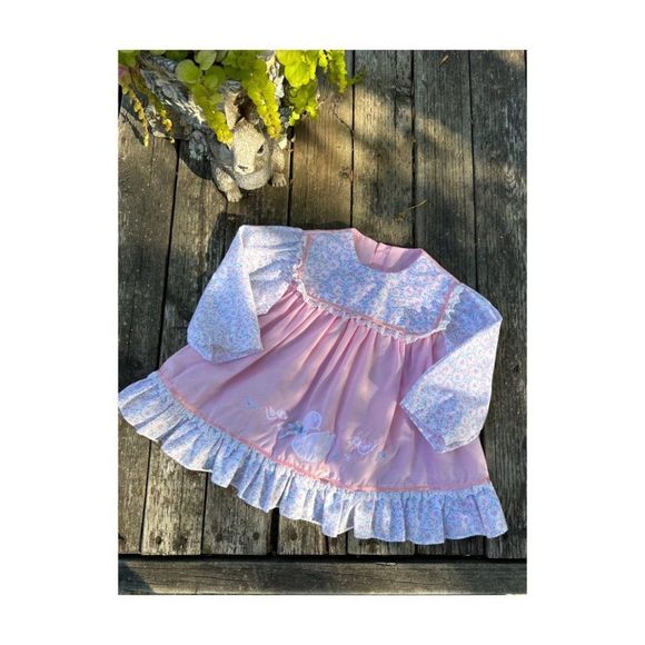 Vintage | Dresses | Vtg7s Mini Togs Prairie Dress Pink Ditzy Floral ...